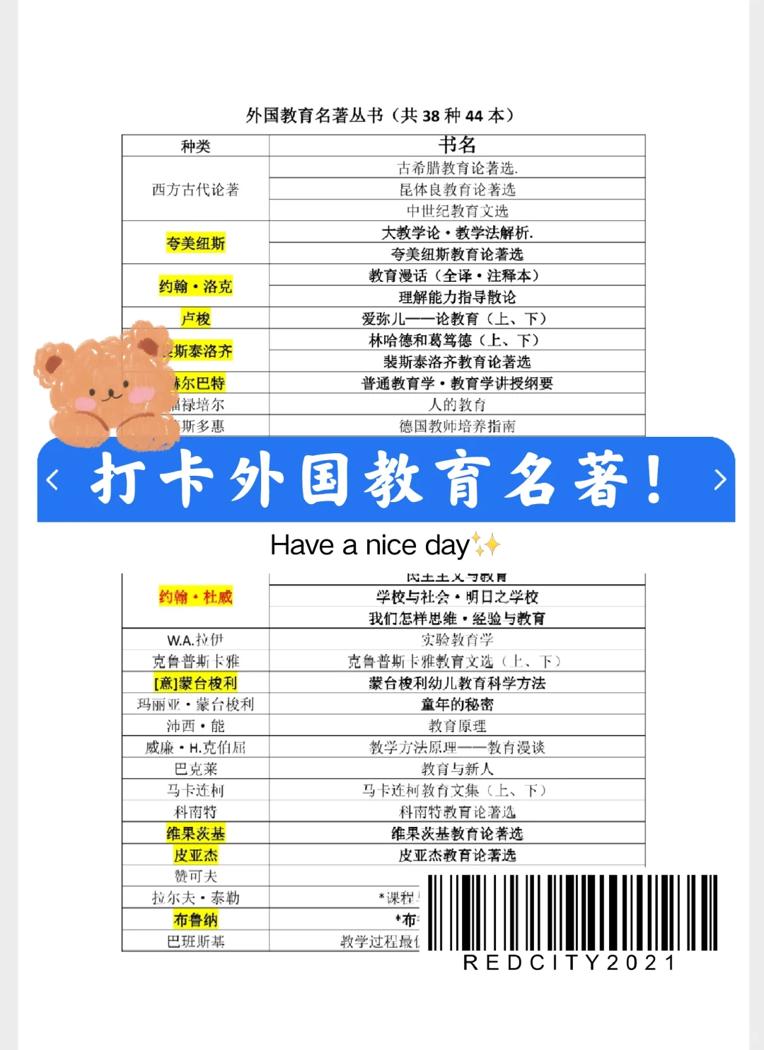 北师学语┃外国教育名著看哪些？一张图！