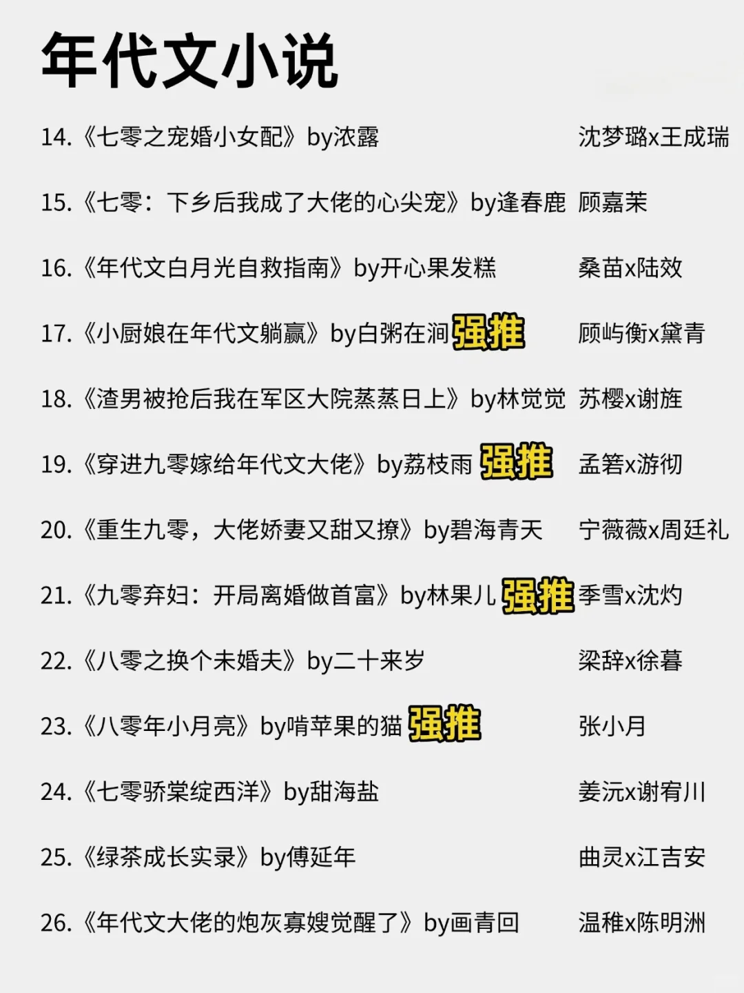 啊啊！26本高质量年代文！你都看过哪本