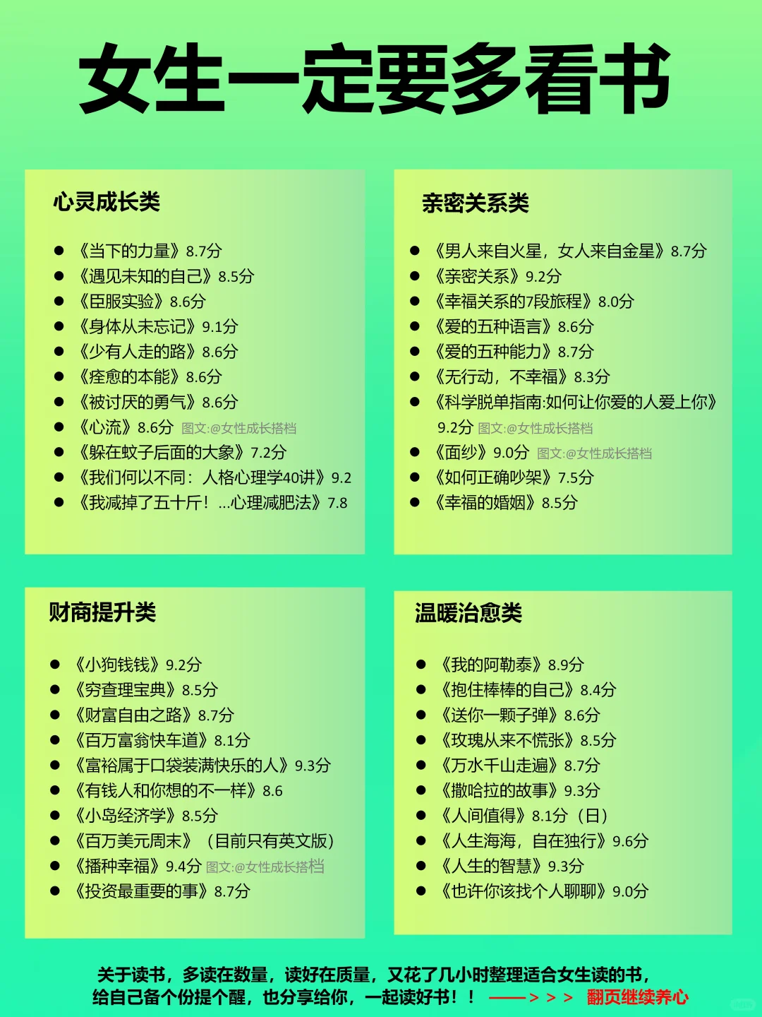 听劝！女生一定要多看书，人生大不同2.0版