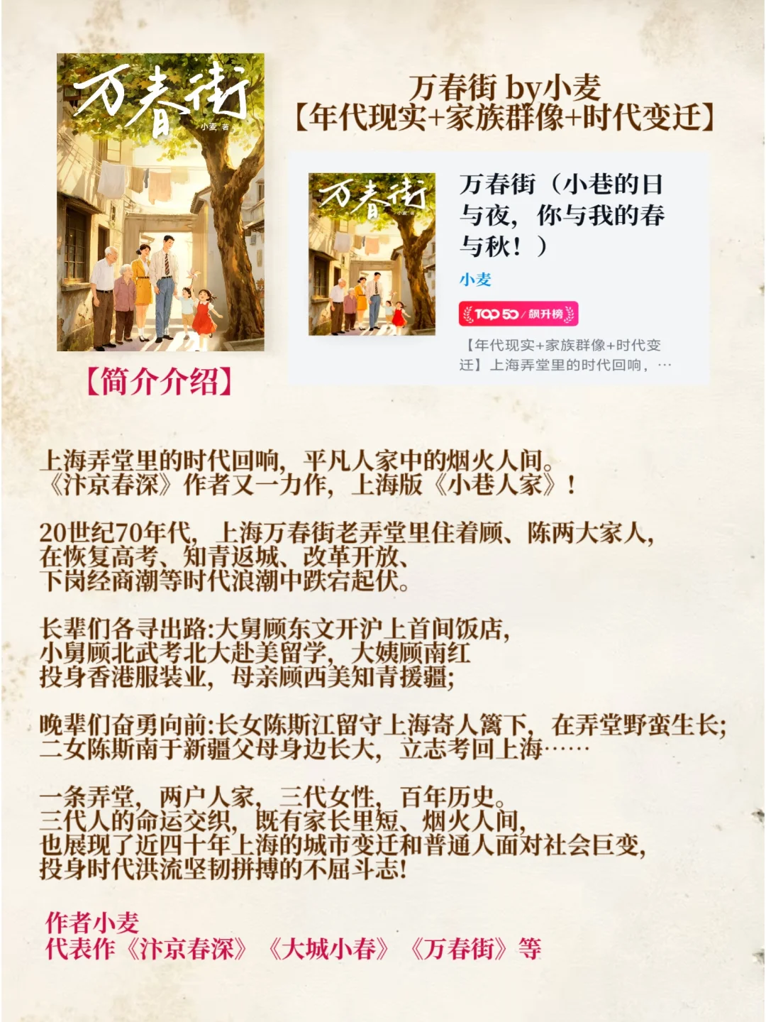 近期完结的年代文TOP‼️上海版小巷人家