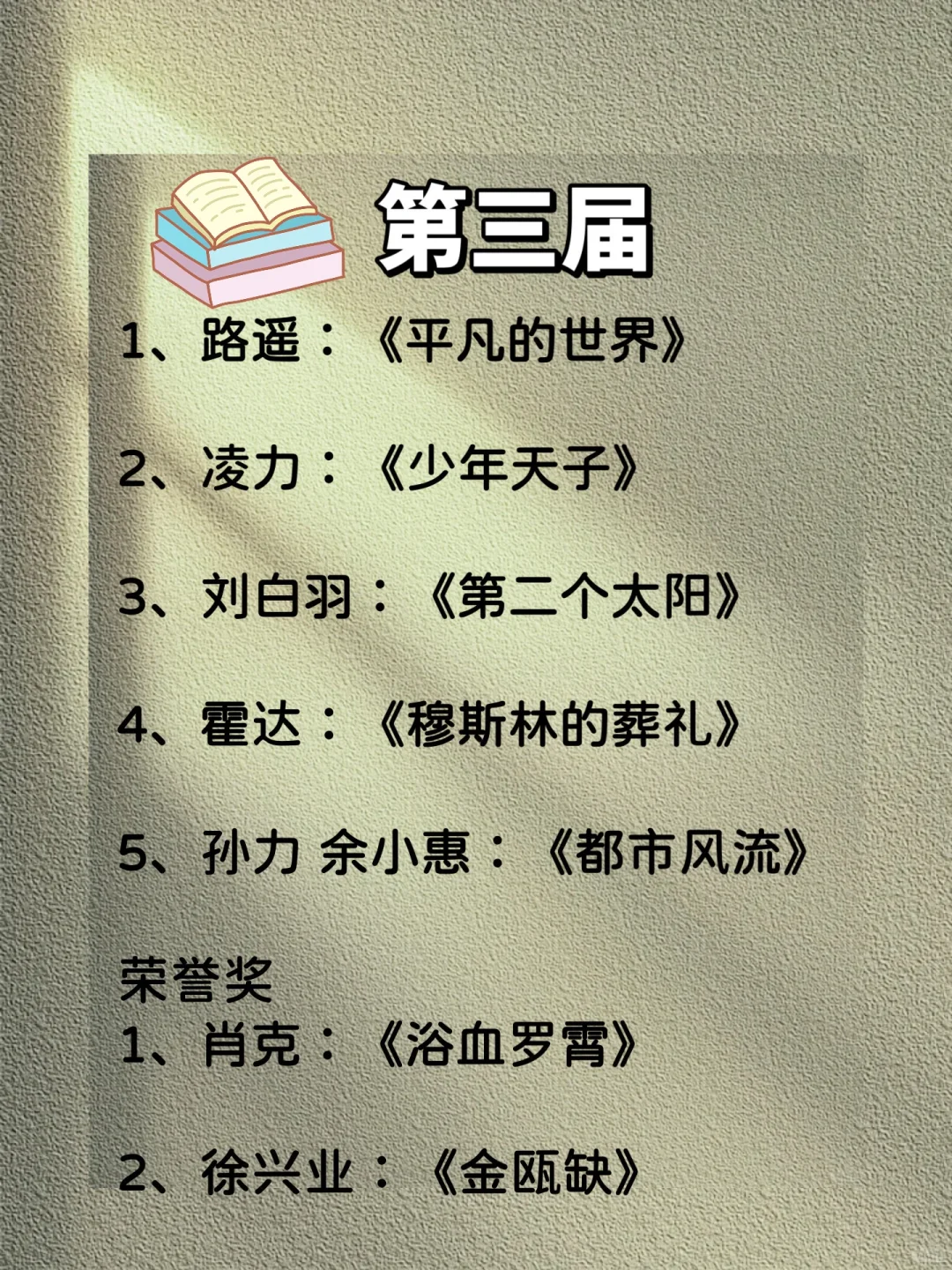 矛盾文学奖🏆1-11届最全书单合集，24年必读