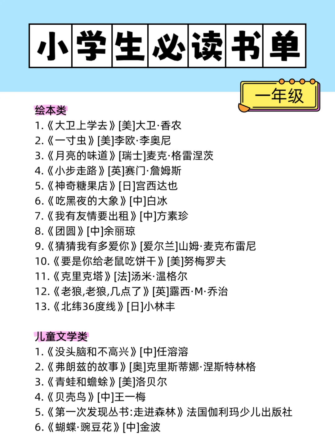 暑假小学生必读书单！