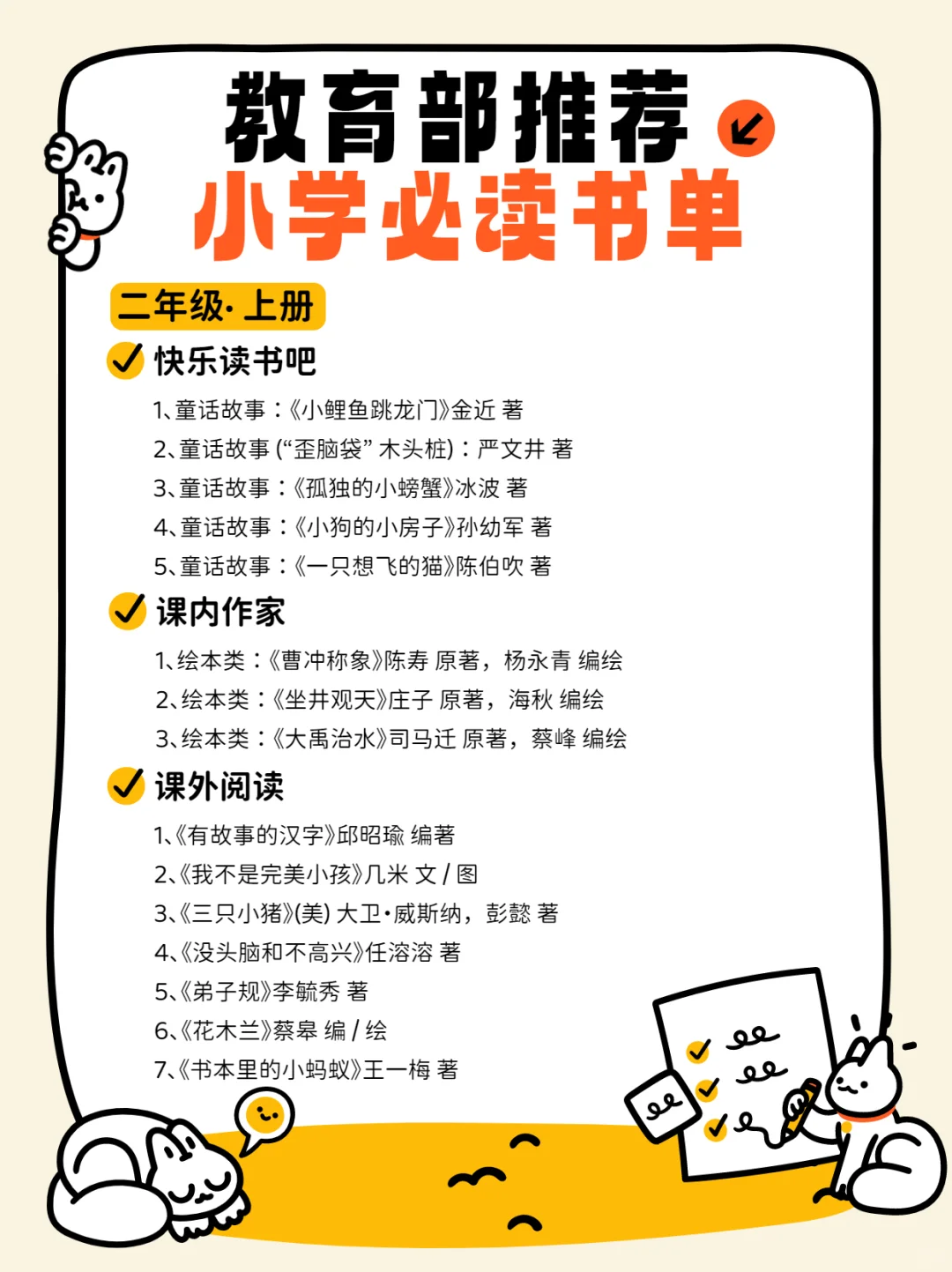 🔥教育部推荐小学1-6年级必读经典书单！
