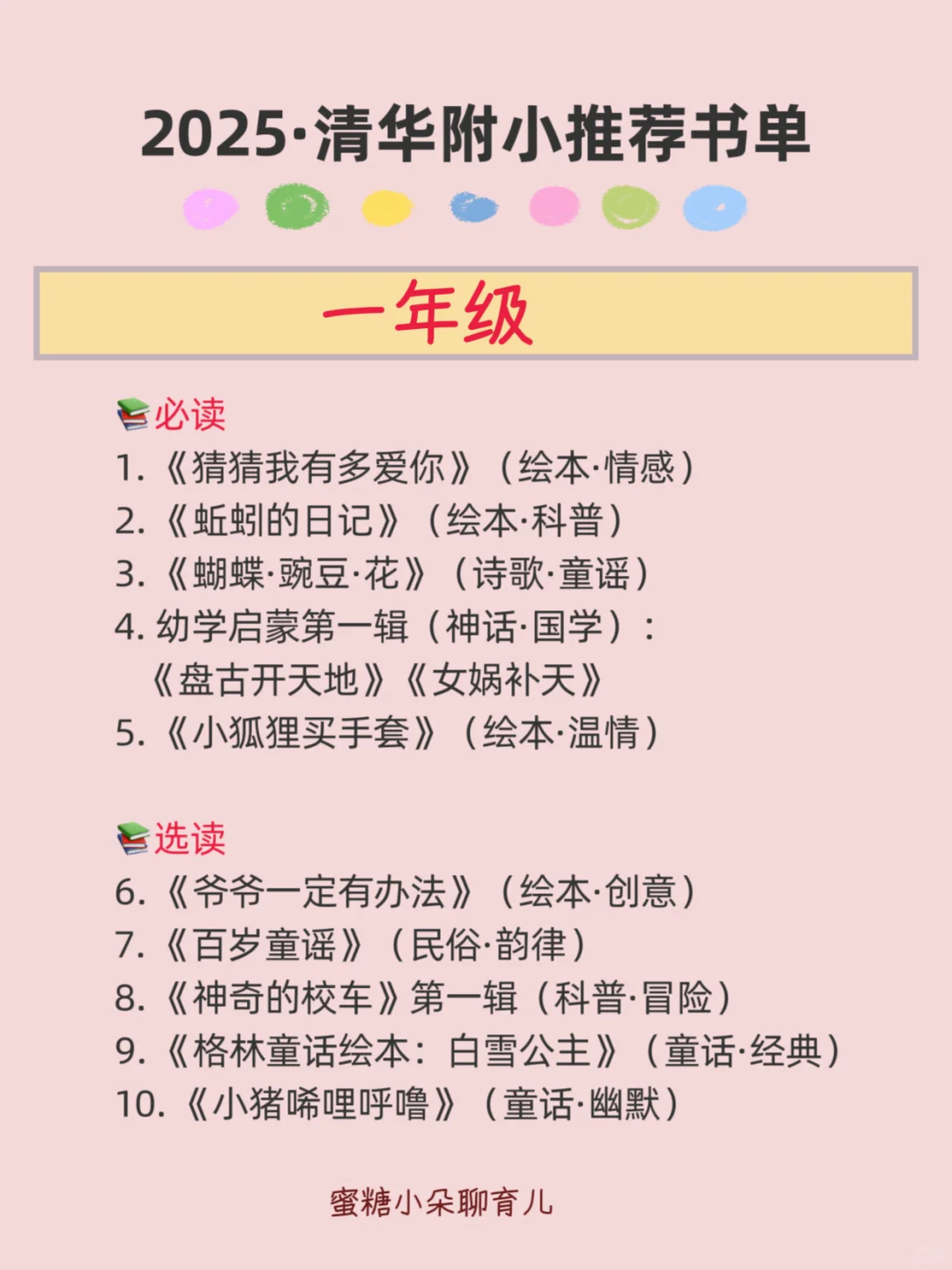 📚2025清华附小推荐书单！📚