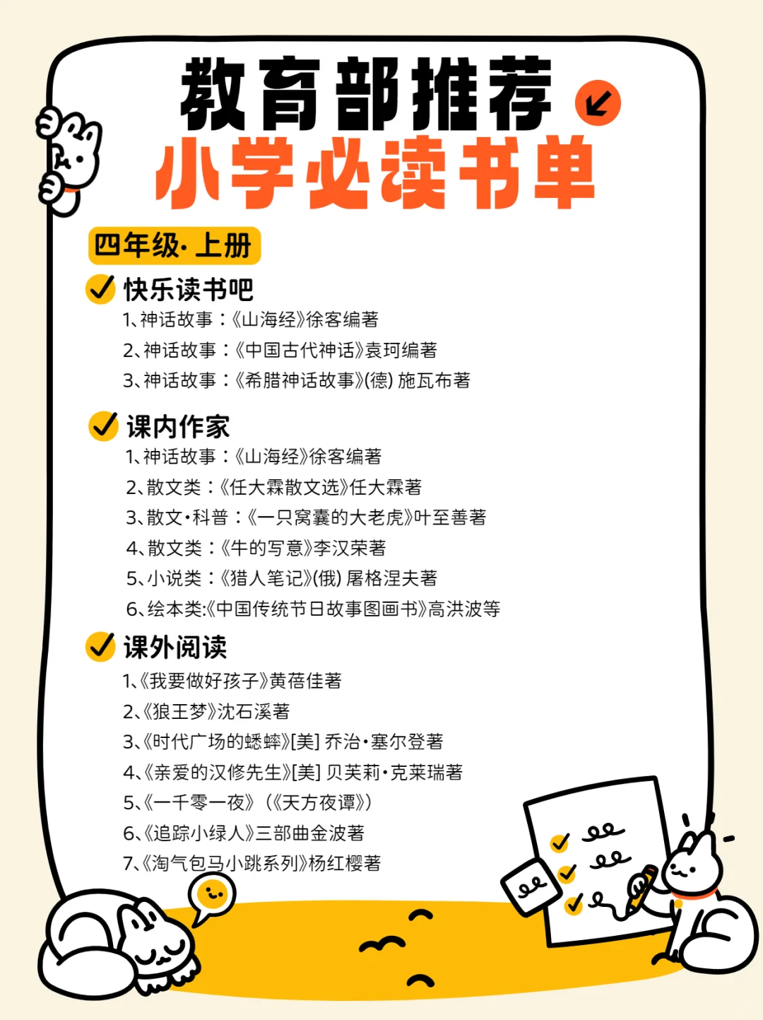 🔥教育部推荐小学1-6年级必读经典书单！