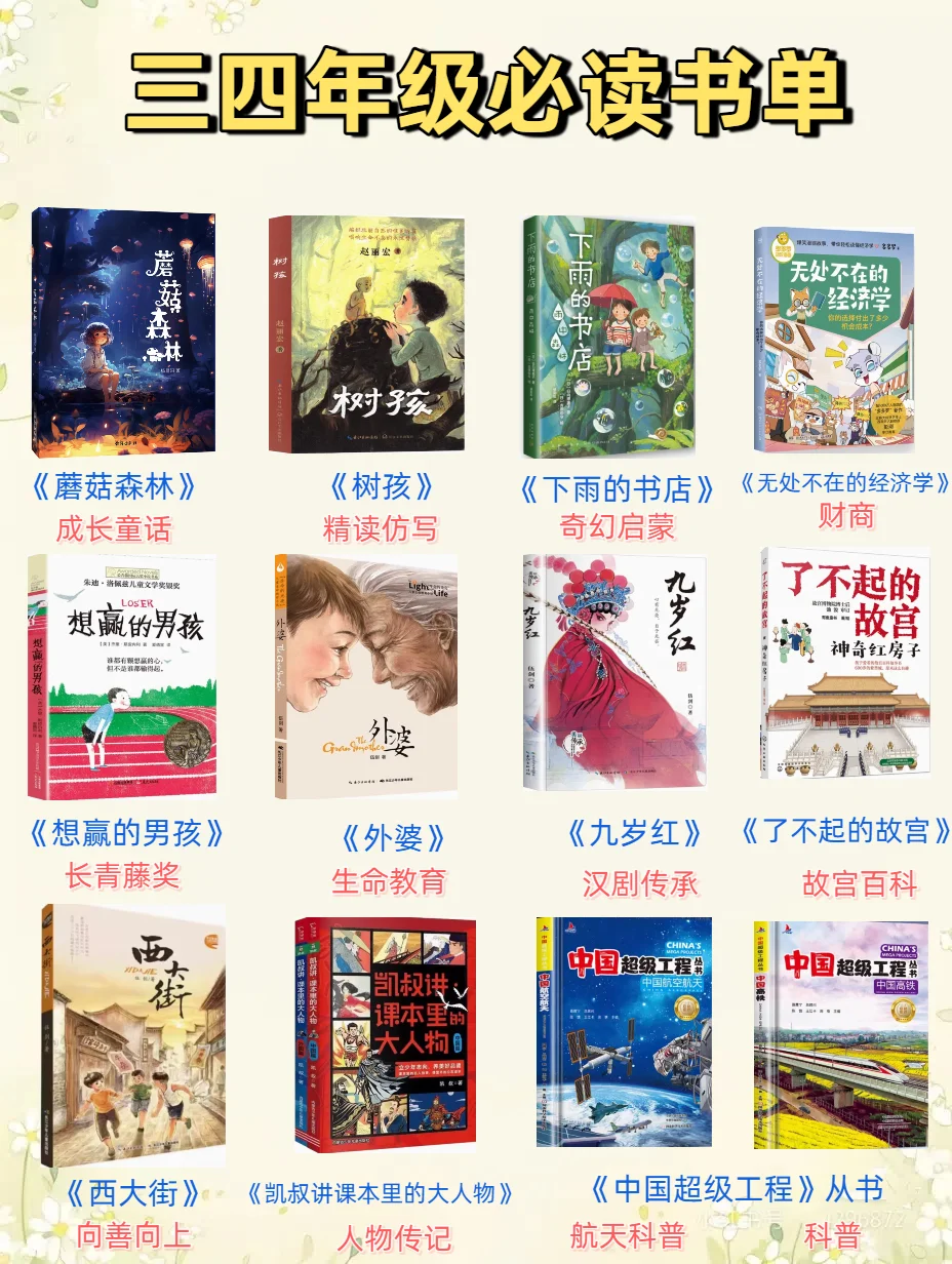语文新课标下三四五年级书单，经典中的经典