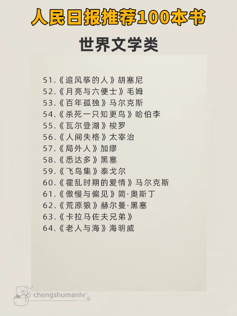 拯救书荒丨人民日报推荐，100本高质量书单