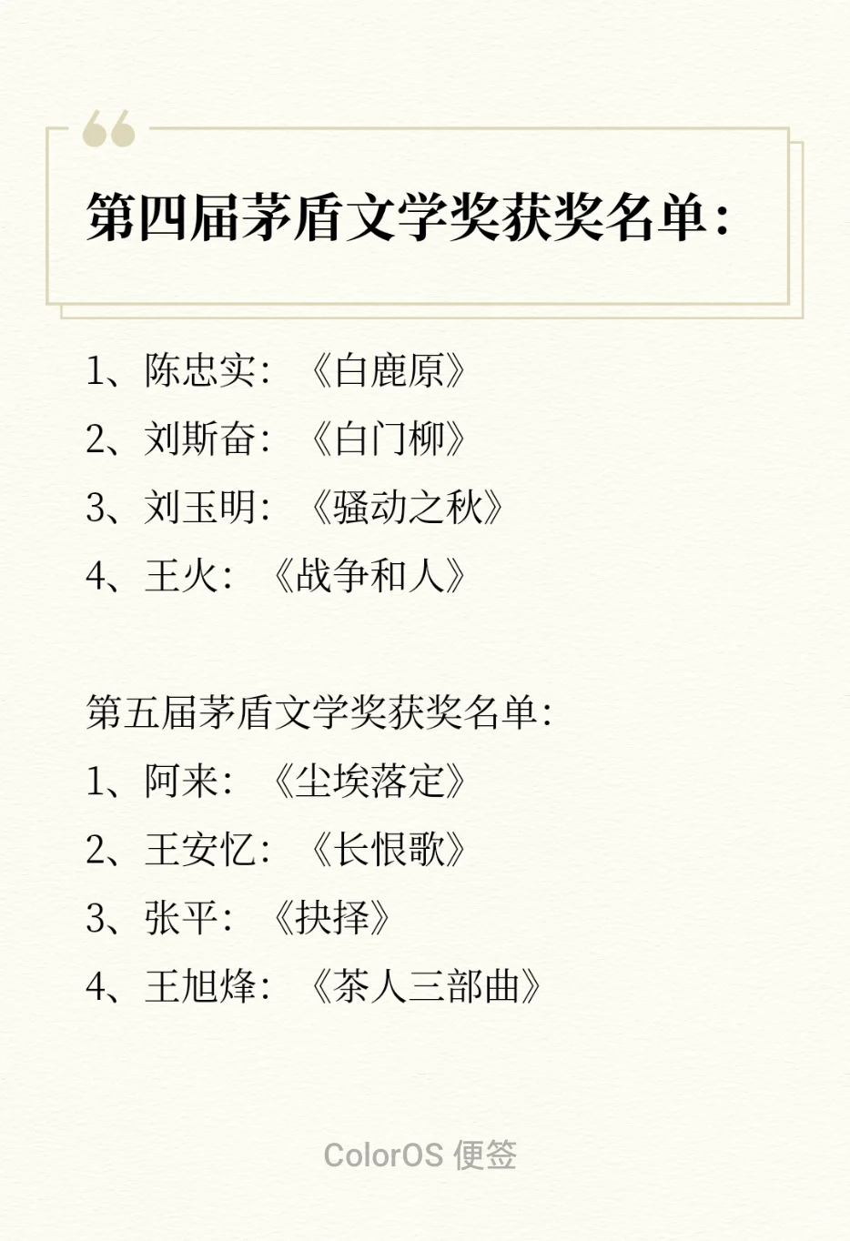 茅盾文学奖历年获奖书单📚你看过几本？