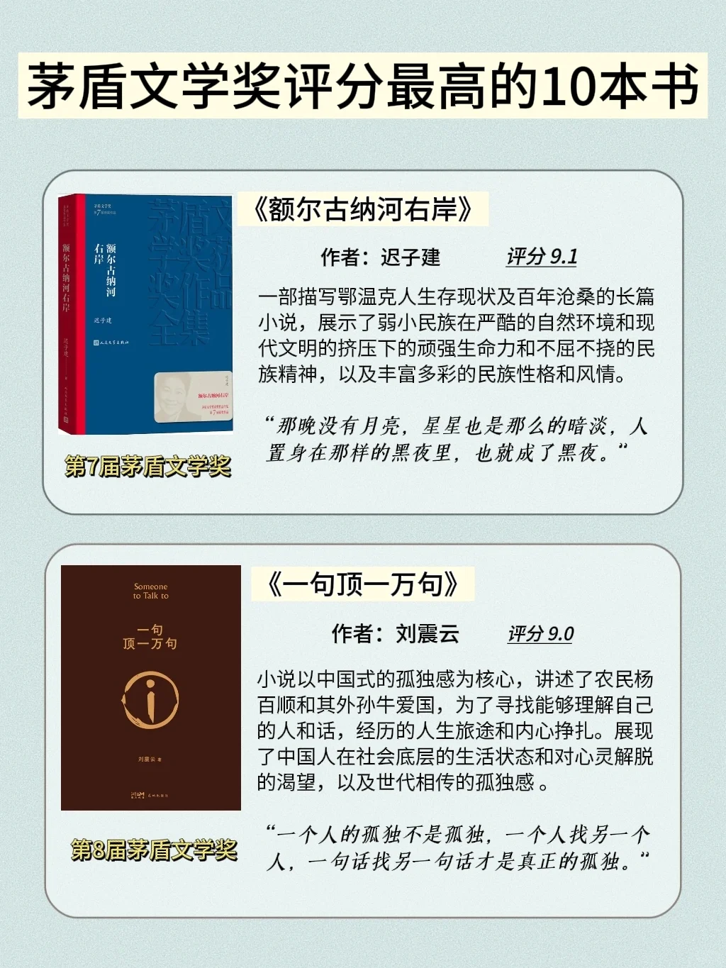 ❗茅盾文学奖评分较高作品你看过几本！