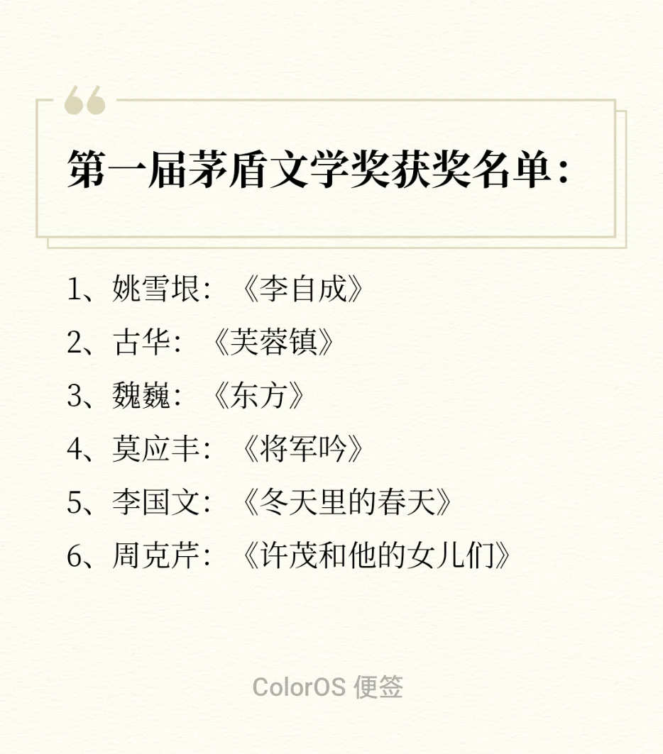 茅盾文学奖历年获奖书单📚你看过几本？
