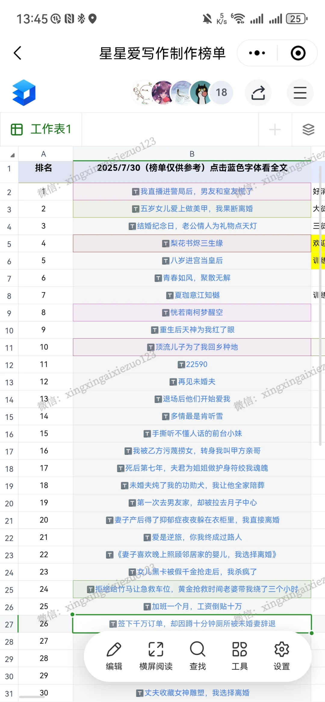 爆款短篇小说每天更新啦！
