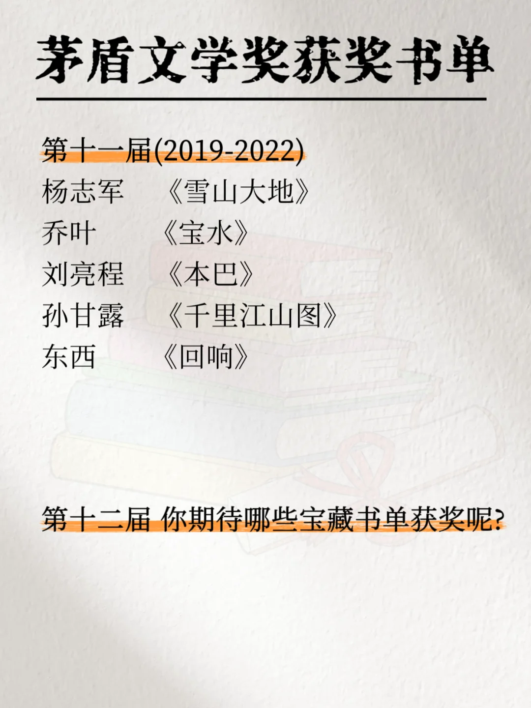 茅盾文学奖获奖篇目，你喜欢哪一本?