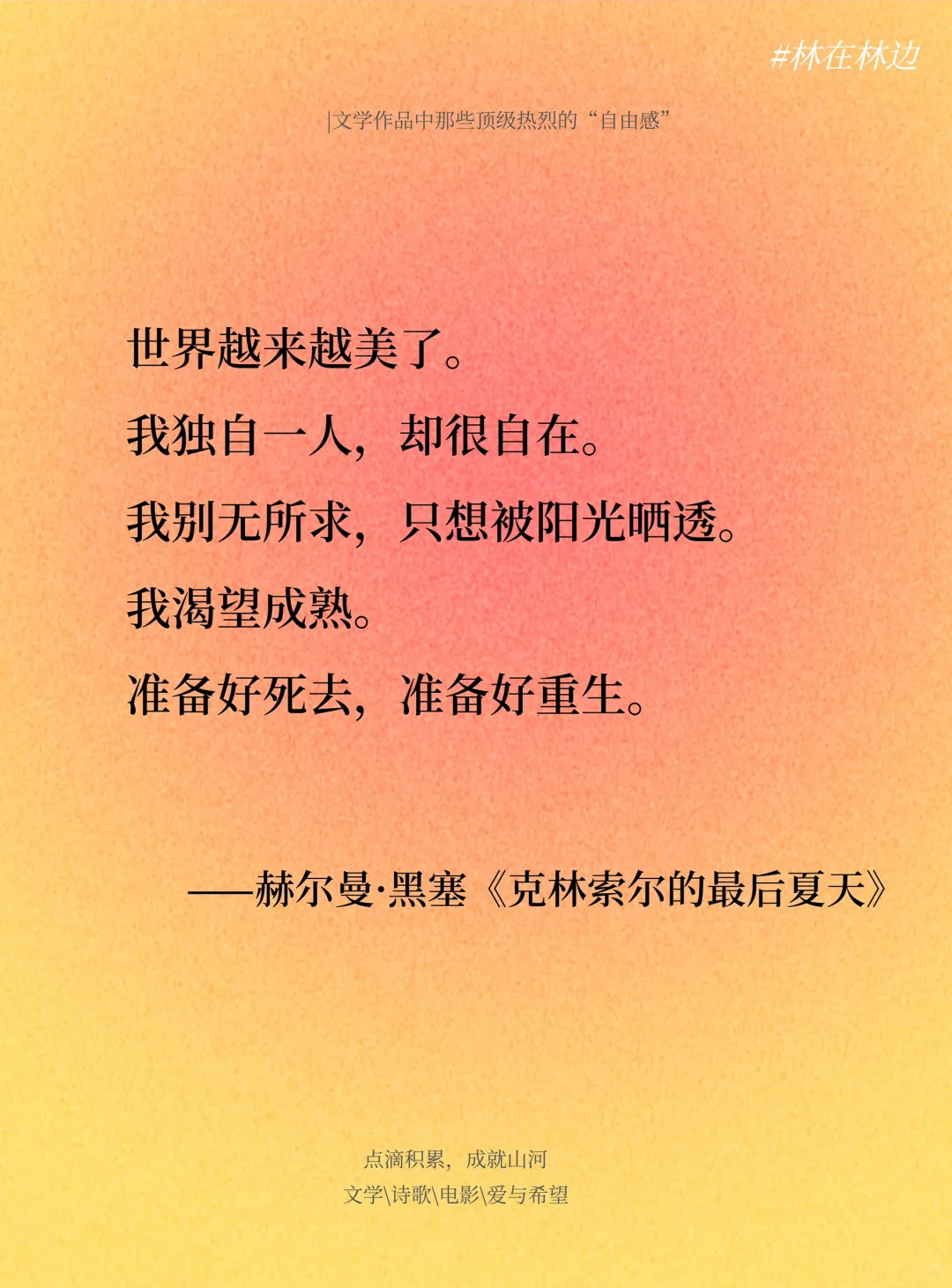 文学作品中那些顶级热烈的“自由感”~~
