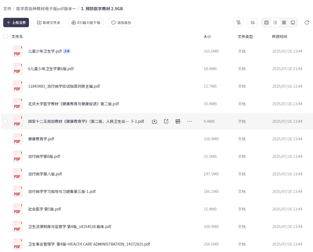 预防医学教材书籍电子版PDF书籍课本教材图
