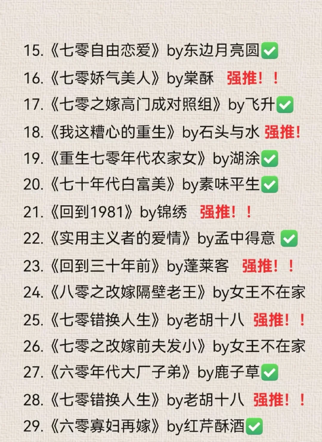 强推一波🔥29本年代文里的仙品细糠文❗️