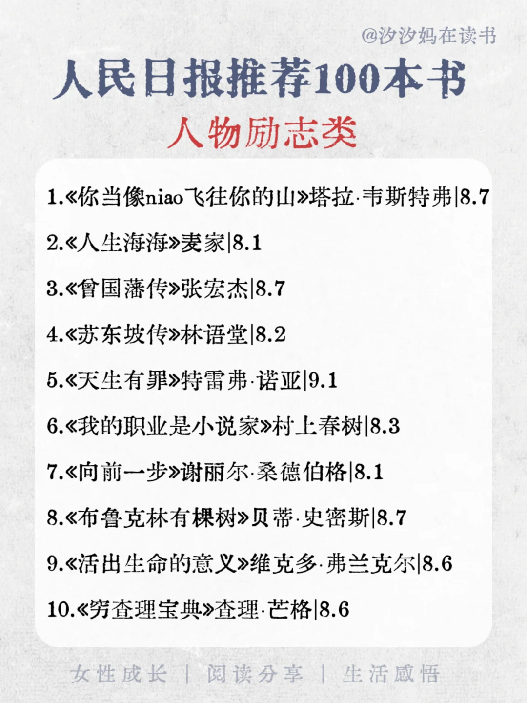 🔥人民日报推荐的100本高质量书单