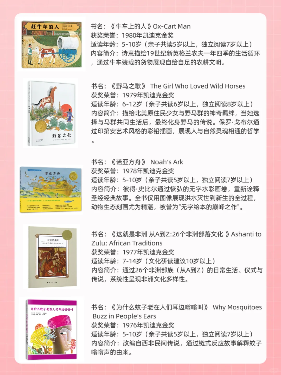 育儿干货｜凯迪克金奖绘本书单！完整表格！