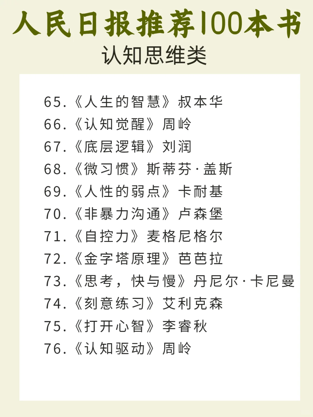 人民日报推荐，100本高质量书单｜拯救书荒