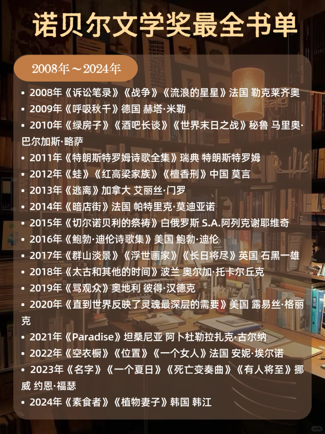 🔥诺贝尔文学奖最全书单📚
