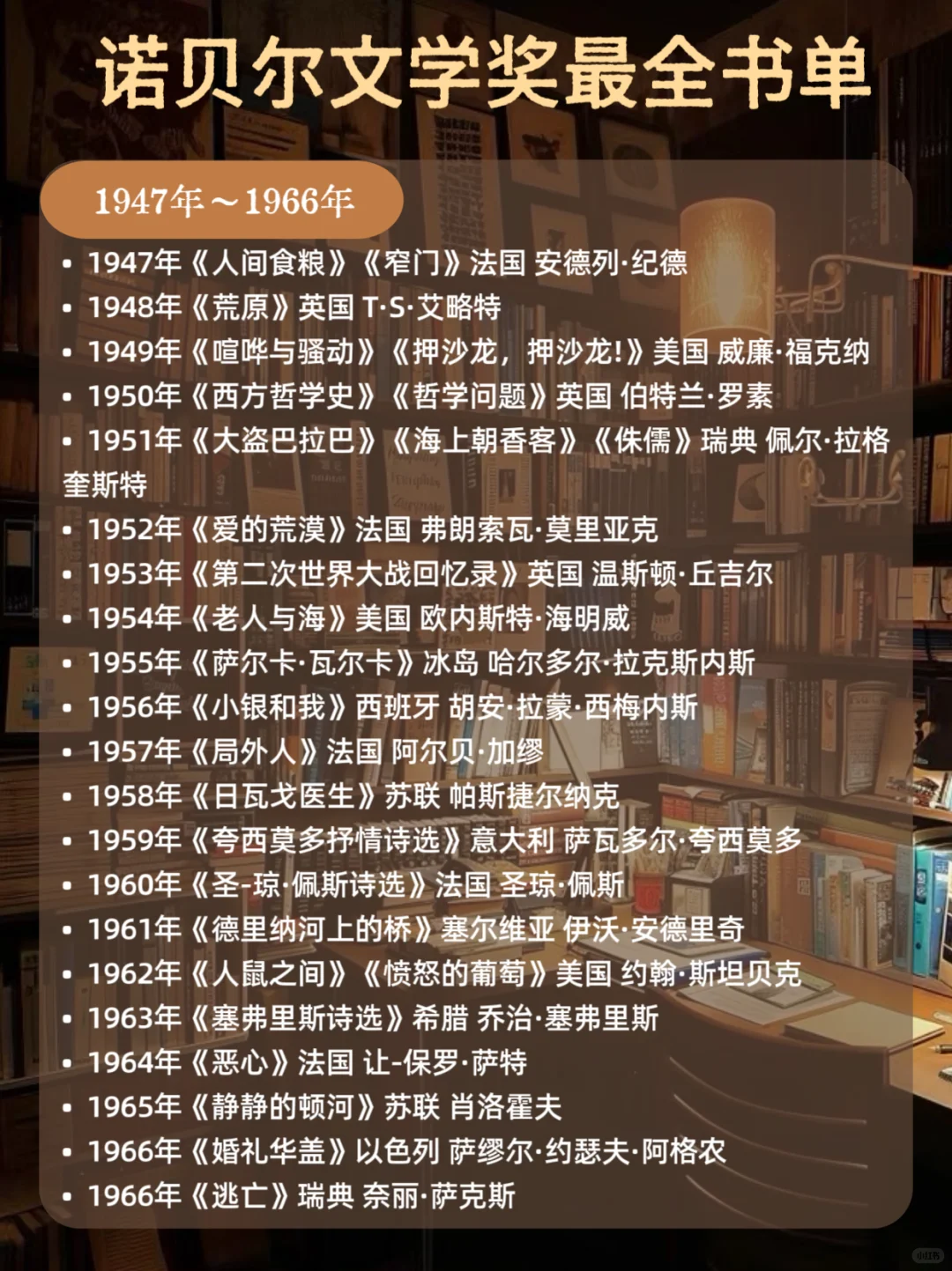 🔥诺贝尔文学奖最全书单📚