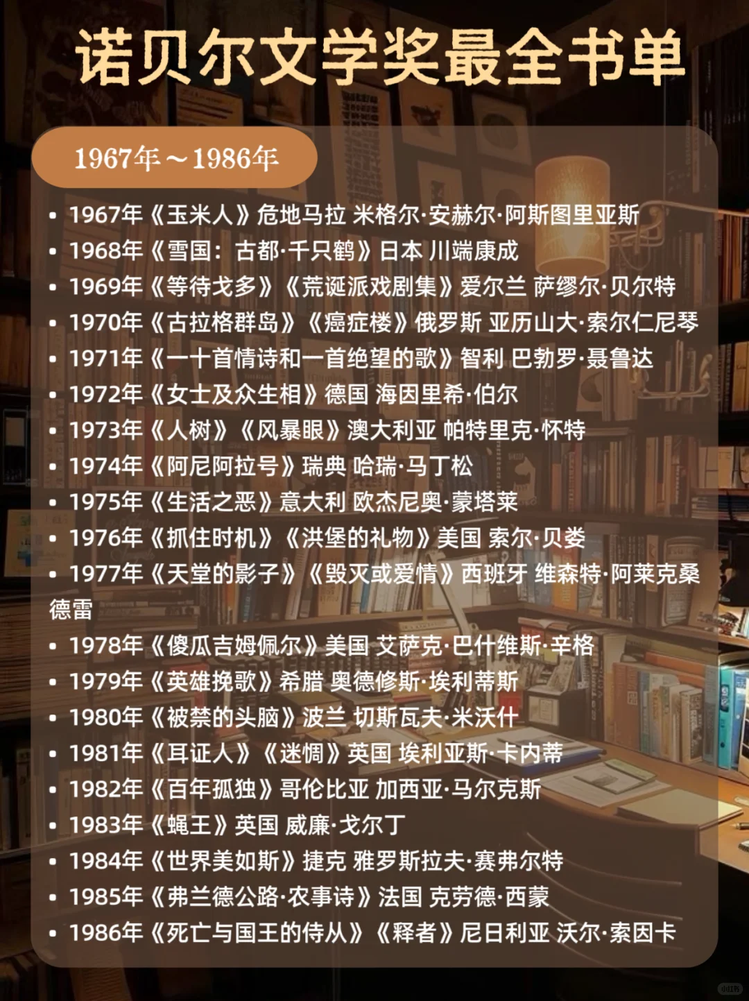 🔥诺贝尔文学奖最全书单📚