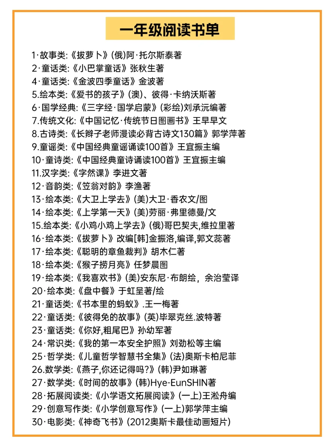 1-3年级课外阅读书单📖