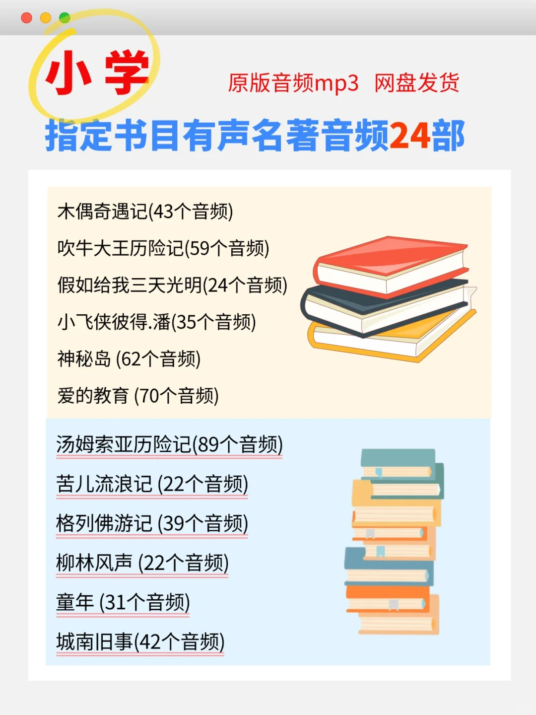 人民日报推荐的小学生必读书目24部(有音频