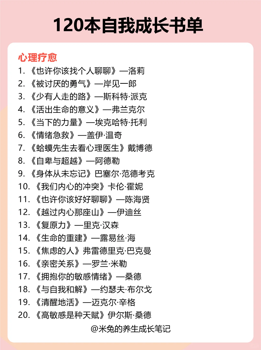 120本高质量书单，提升自我 脑子真的会变快
