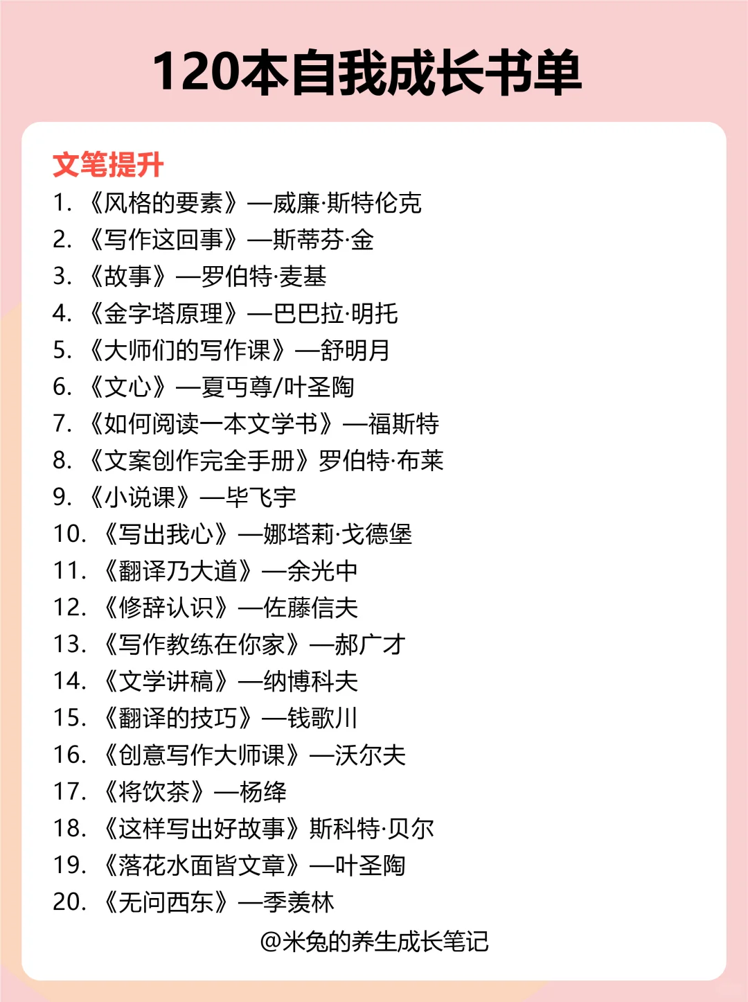 120本高质量书单，提升自我 脑子真的会变快