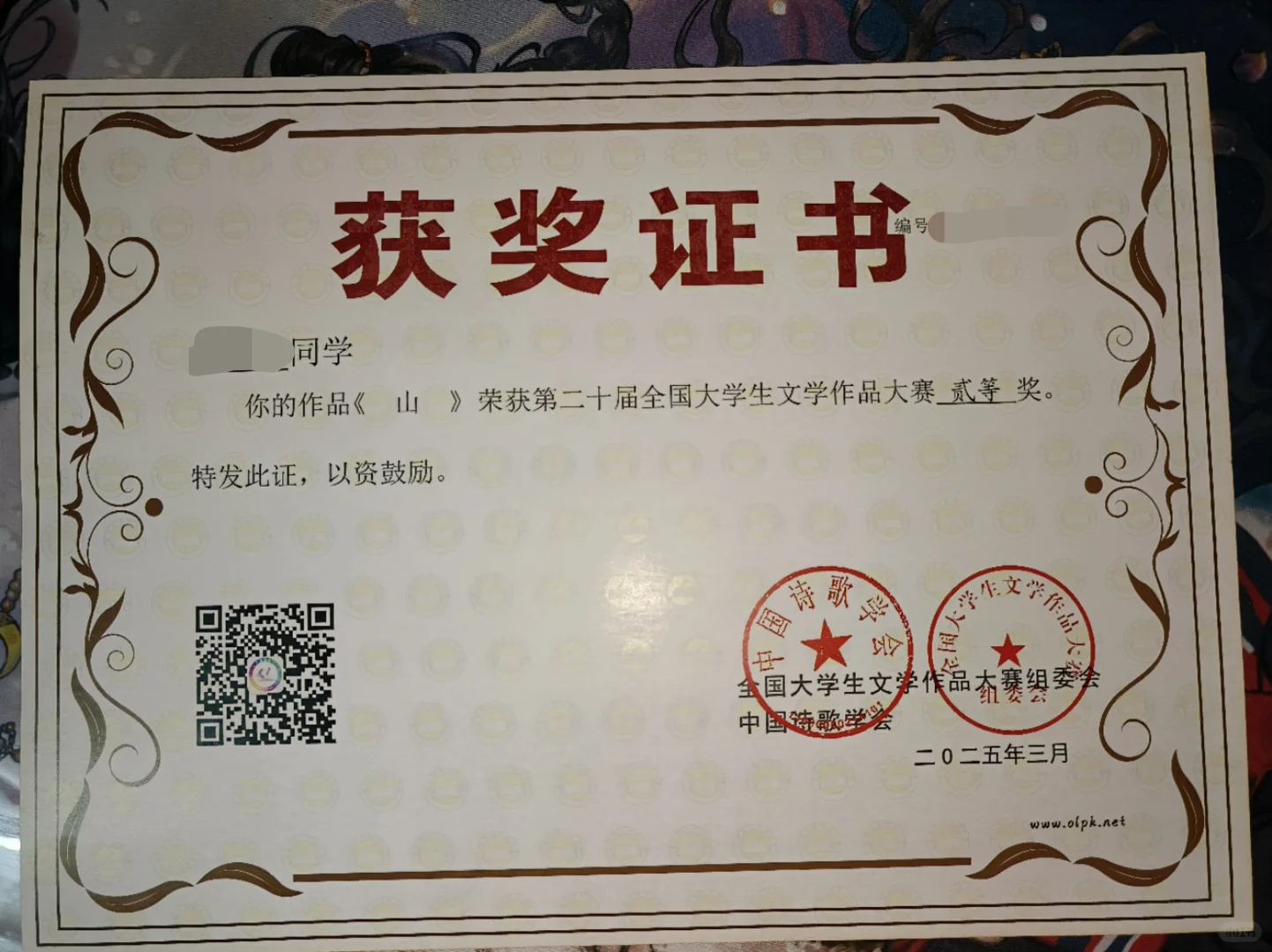获奖了，很意外
