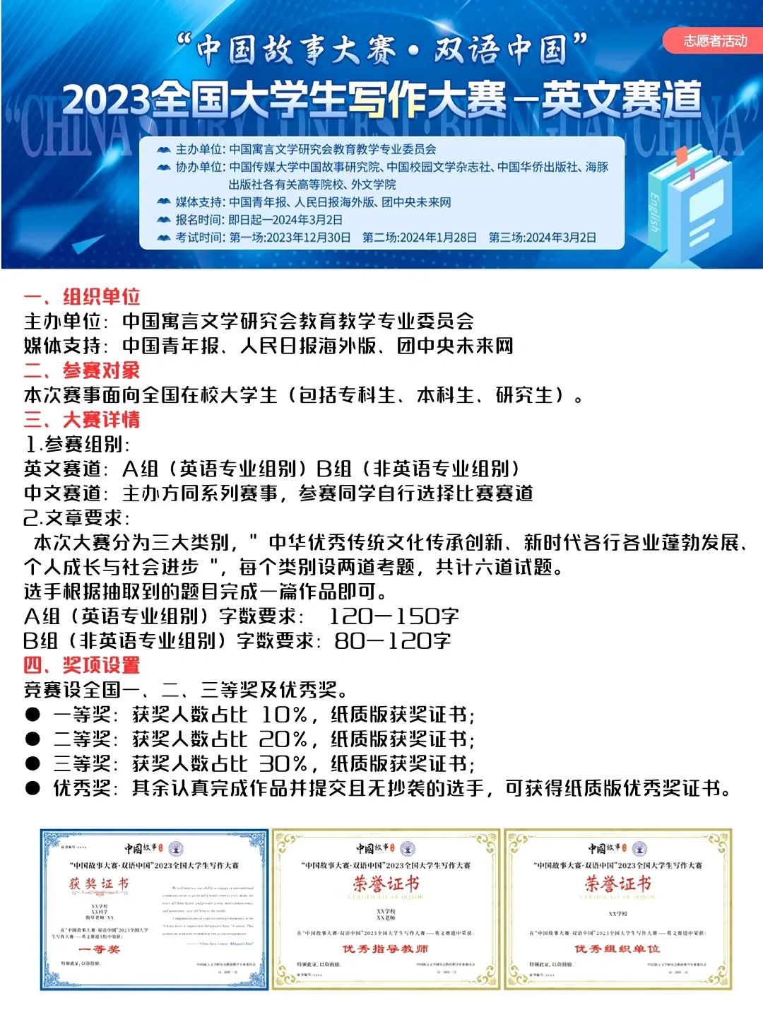 大学生征文比赛 写一千字就能拿奖🥇