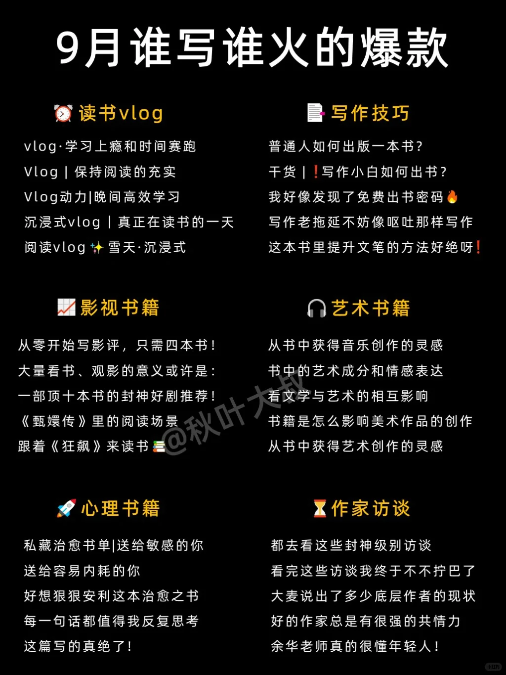 9月谁拍谁🔥的读书博主选题❗建议收藏