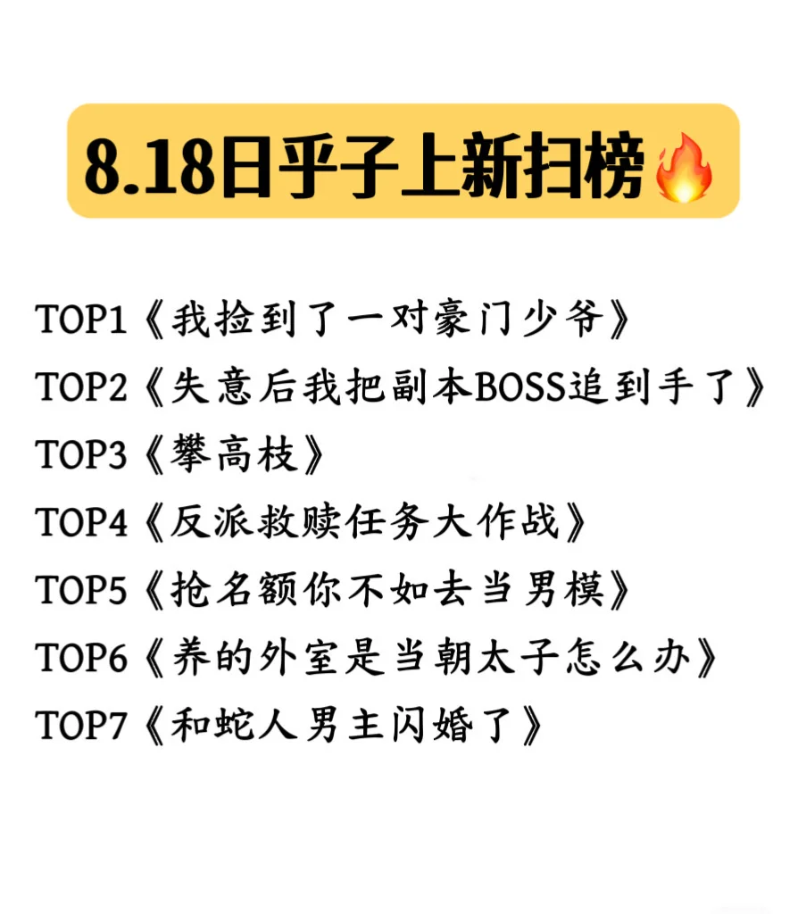 8.18日乎子短篇上新扫榜🔥