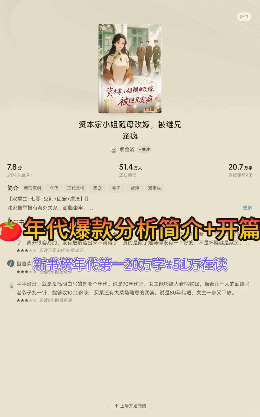 拆文｜《资本家小姐随母改嫁，被继兄宠疯》