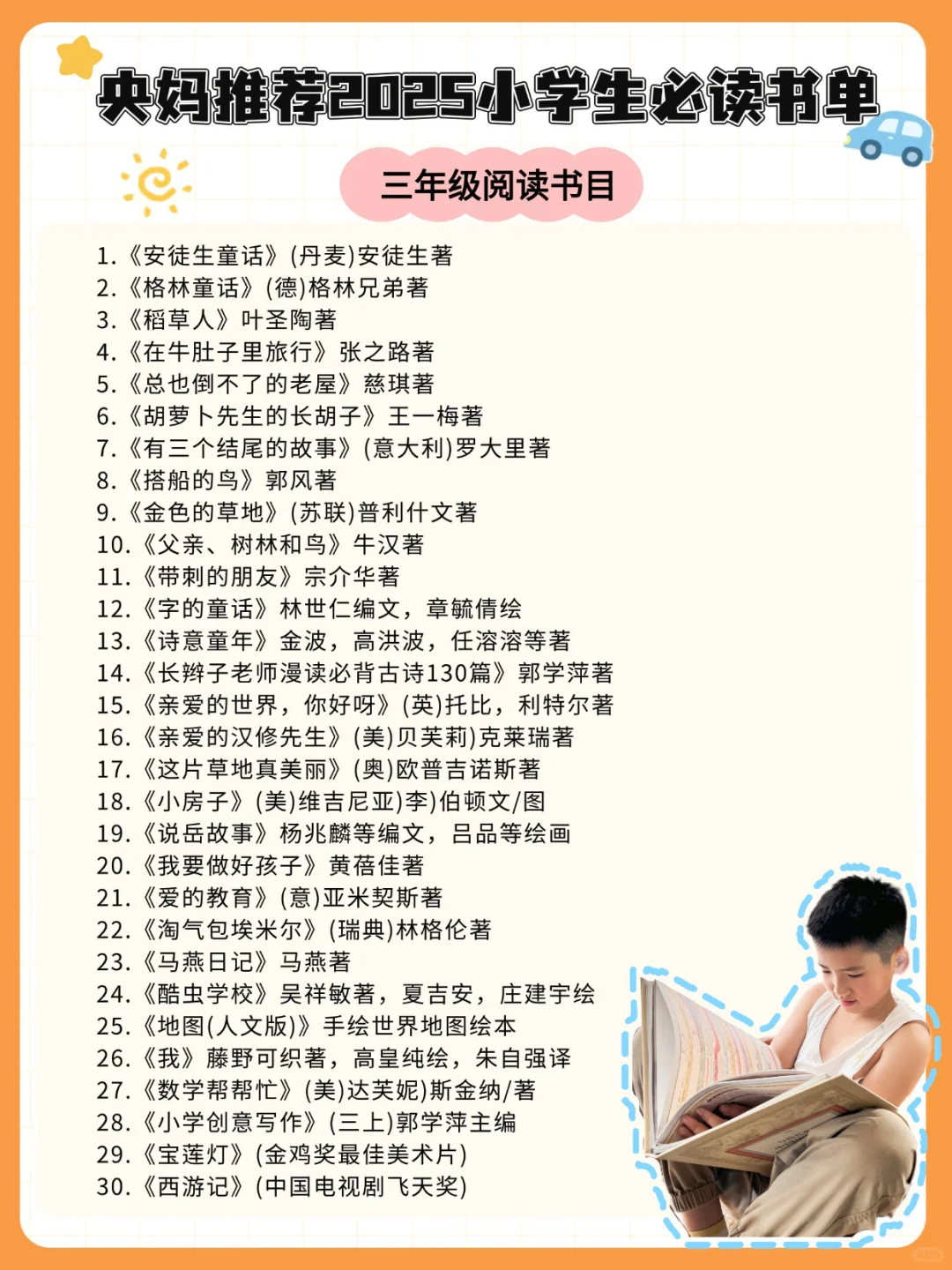 宝妈必藏|小学1-6年级优质课外阅读书单推荐