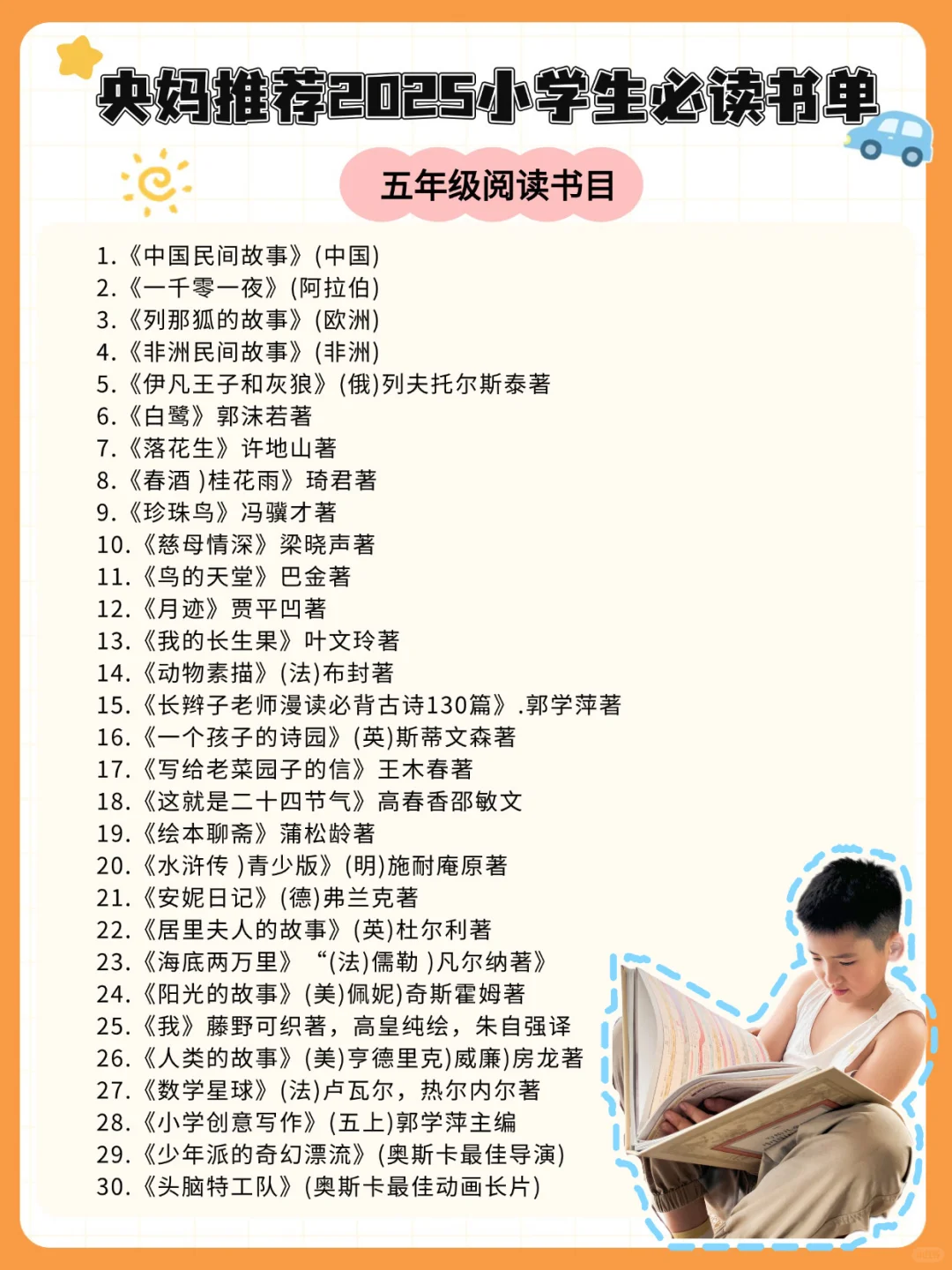 宝妈必藏|小学1-6年级优质课外阅读书单推荐