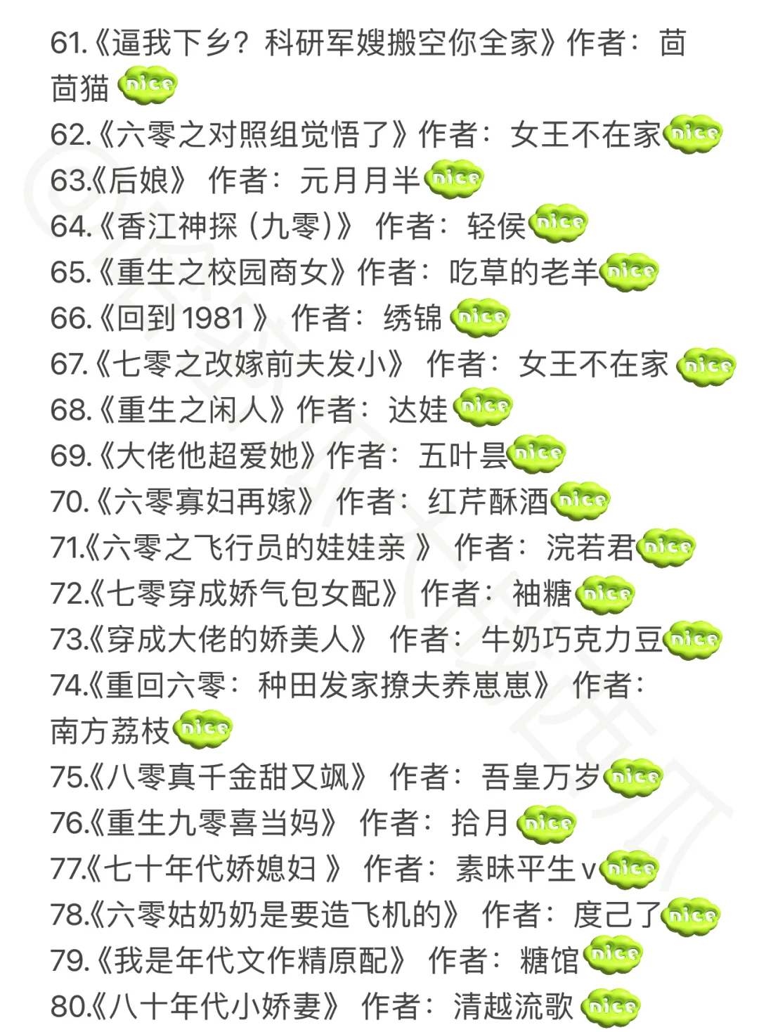 ‼️‼️60本值得n刷的高质量年代文 （第二弹）