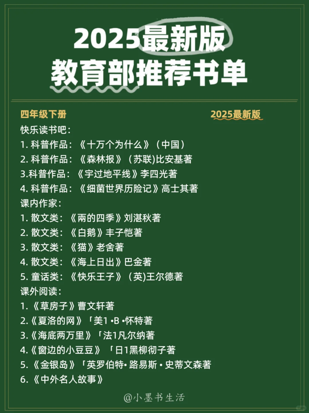 挖到宝了！小学家长看过来！必读书单赶紧收藏