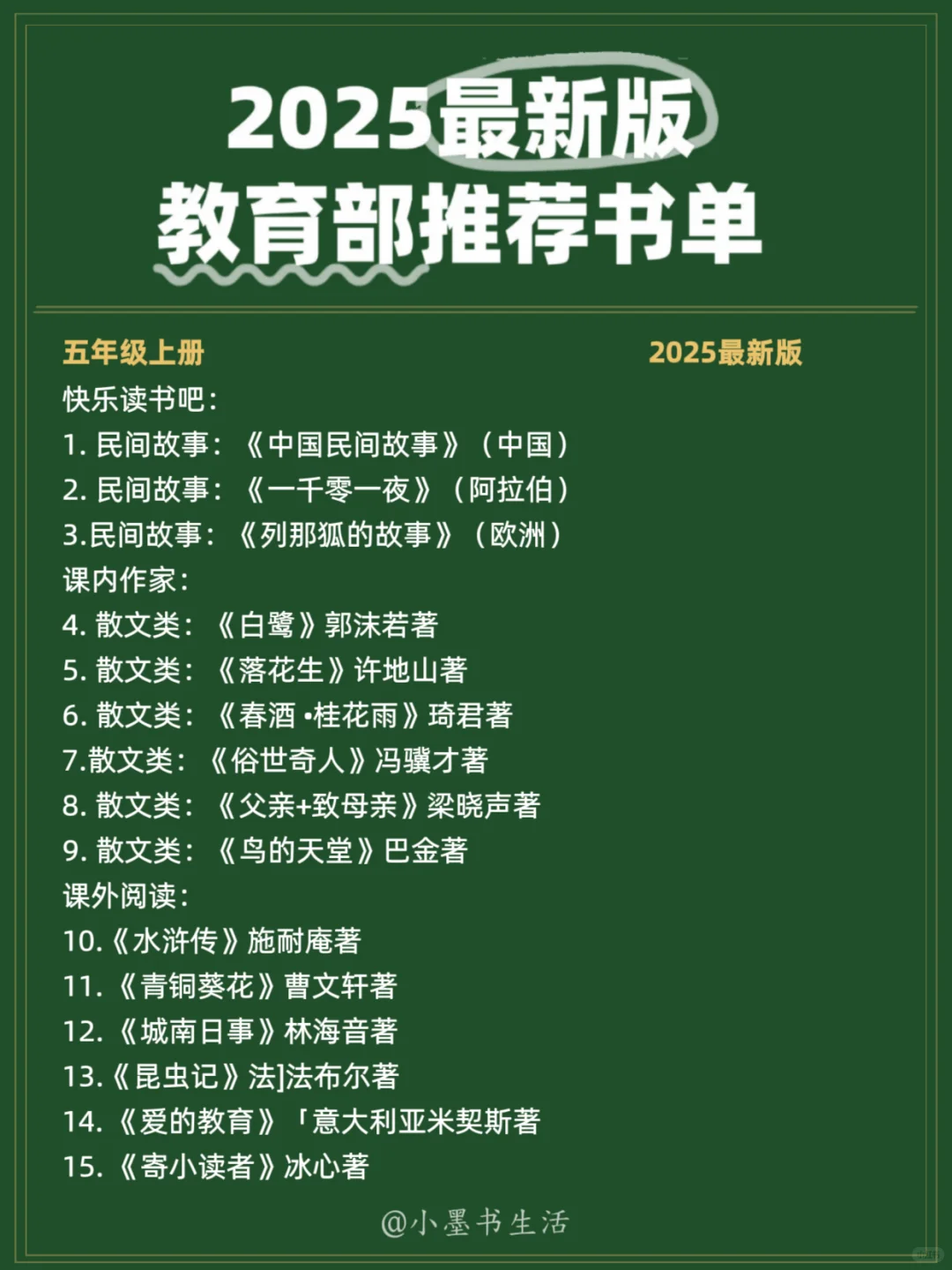 挖到宝了！小学家长看过来！必读书单赶紧收藏