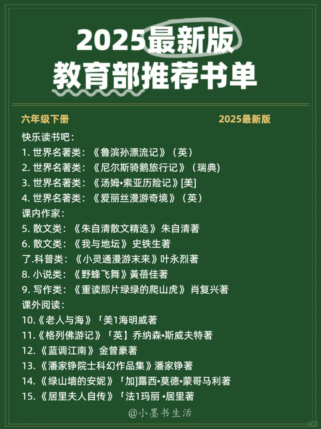 挖到宝了！小学家长看过来！必读书单赶紧收藏