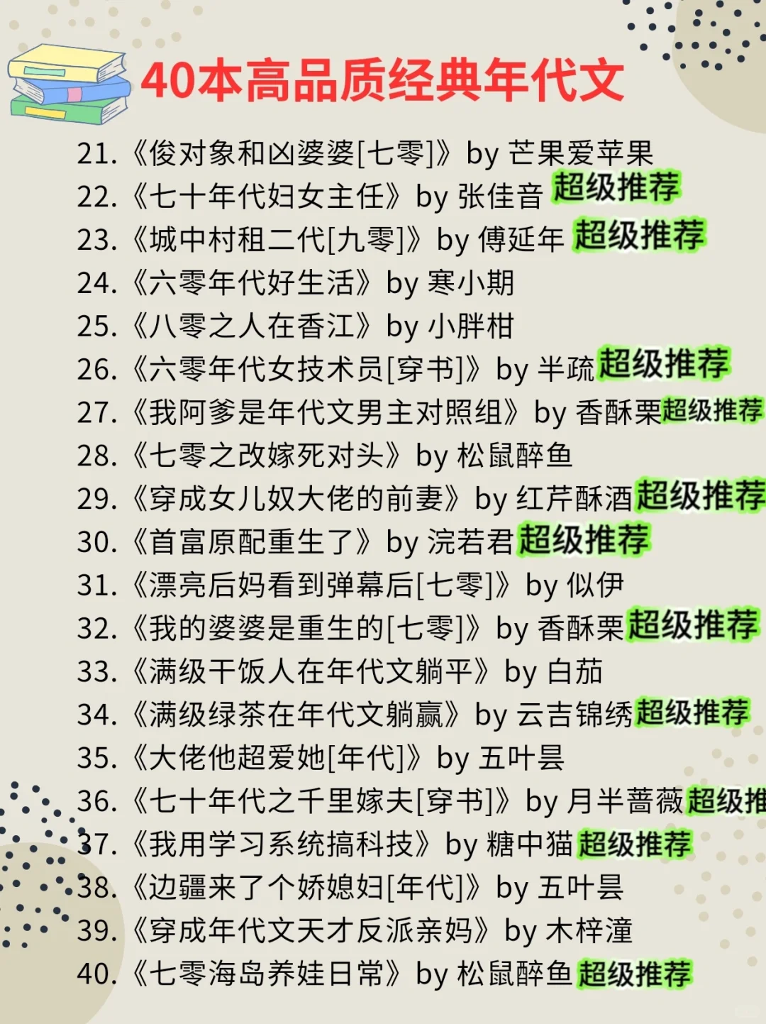 40本高品质年代文YYDS‼️全都是天花板级别