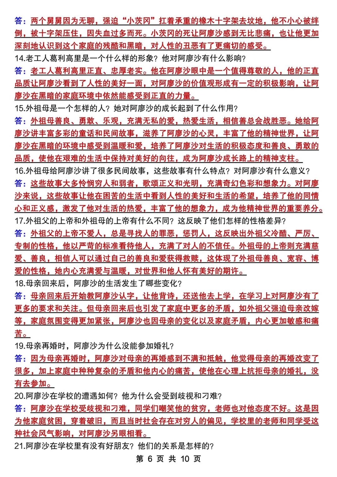 六年级上册语文名著《童年》必考知识点汇总🔥