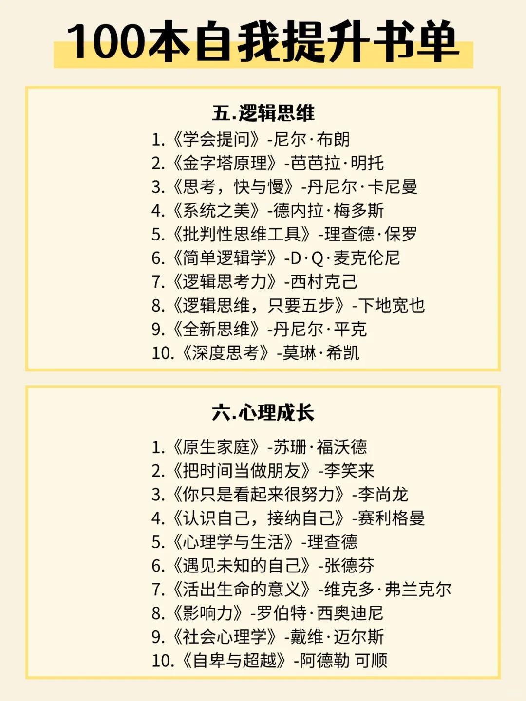书单推荐|100本自我提升书单