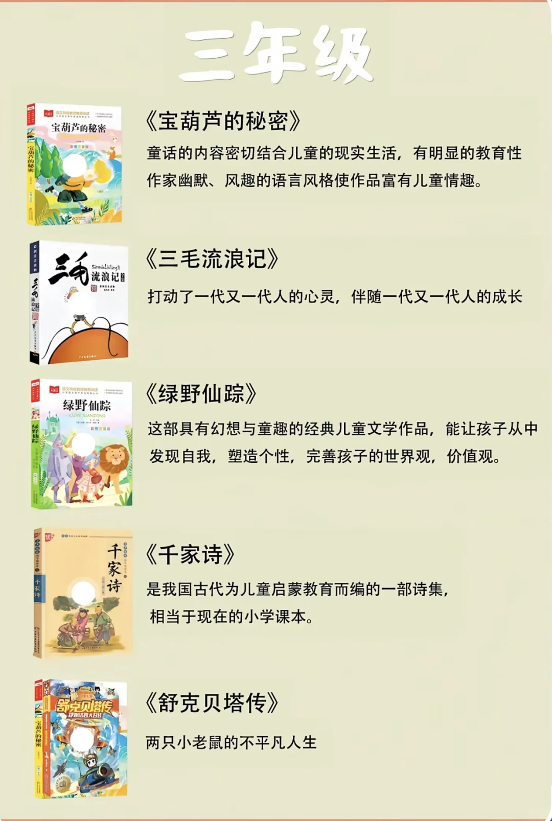 人民日报推荐1-6年级必读书籍