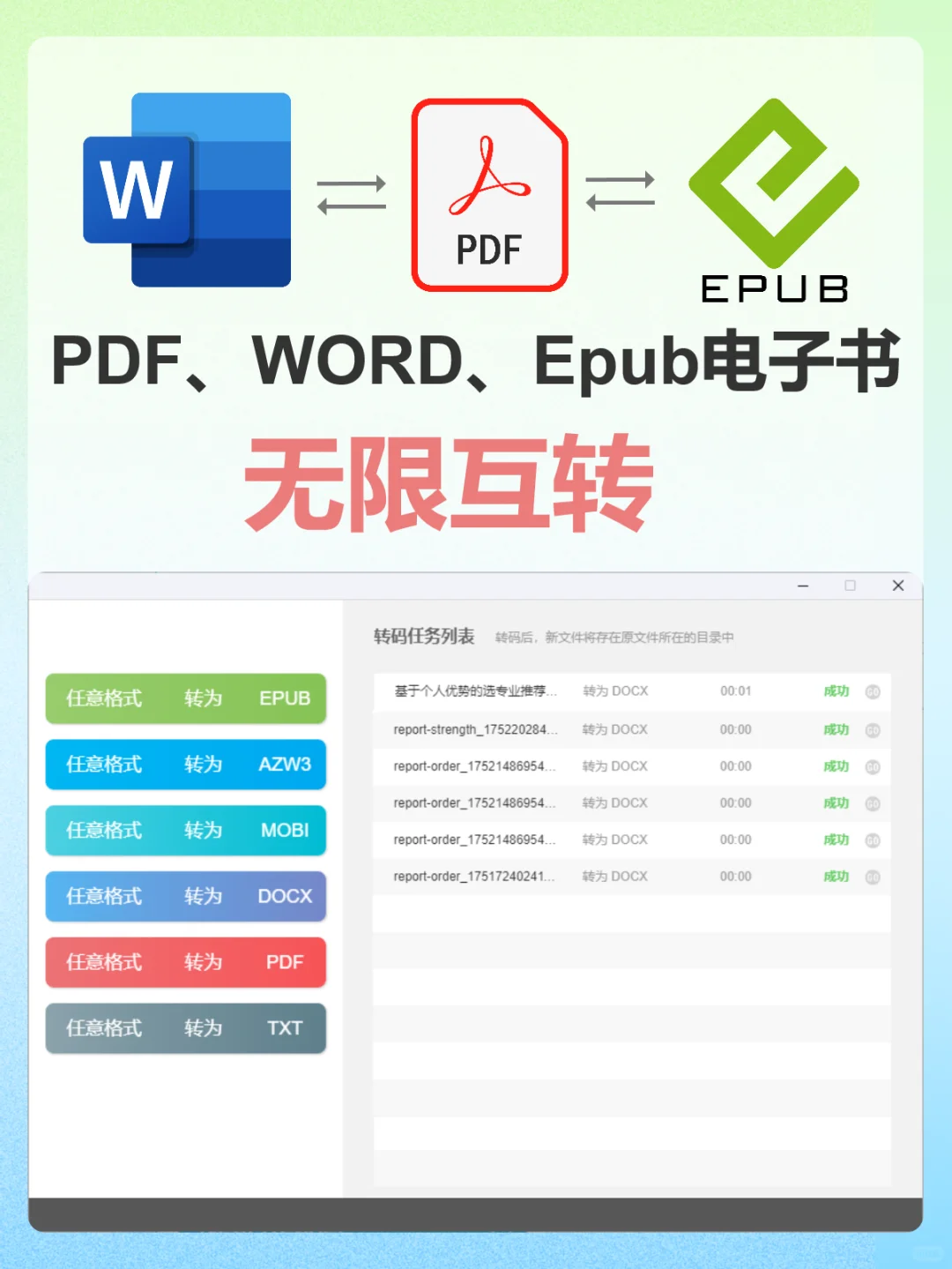 PDF/Word/Epub各种电子书无限互转
