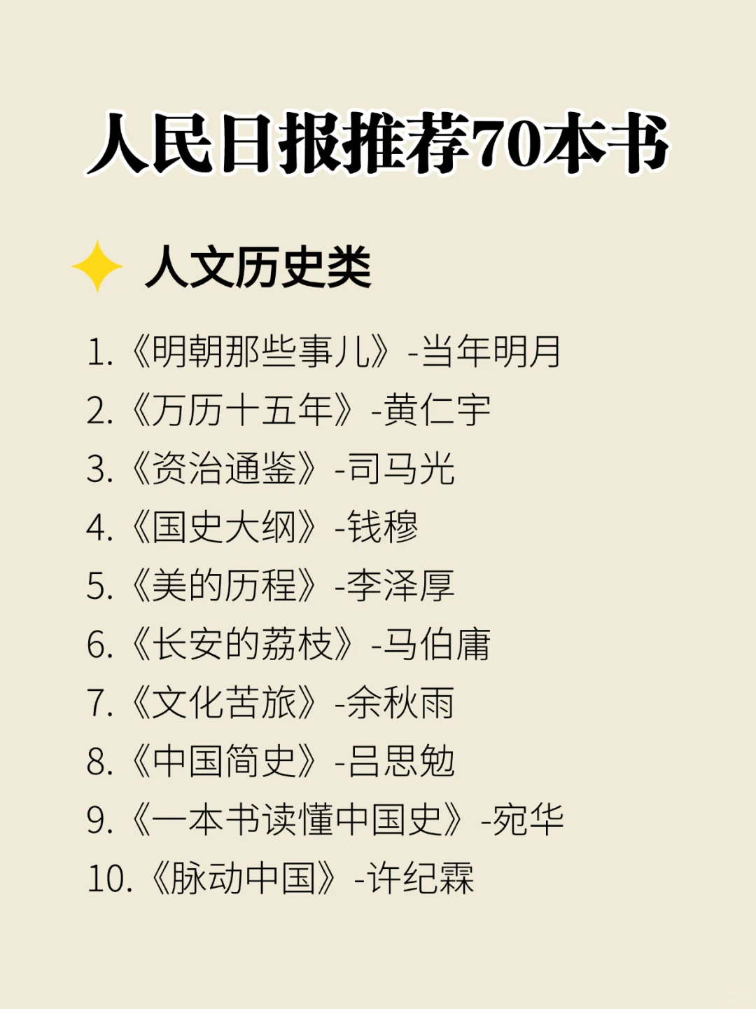 人民日报推荐70本书，2025年高质量书单