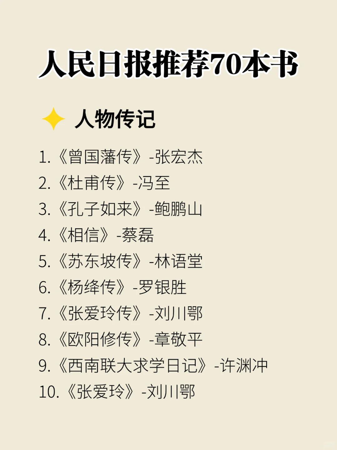 人民日报推荐70本书，2025年高质量书单