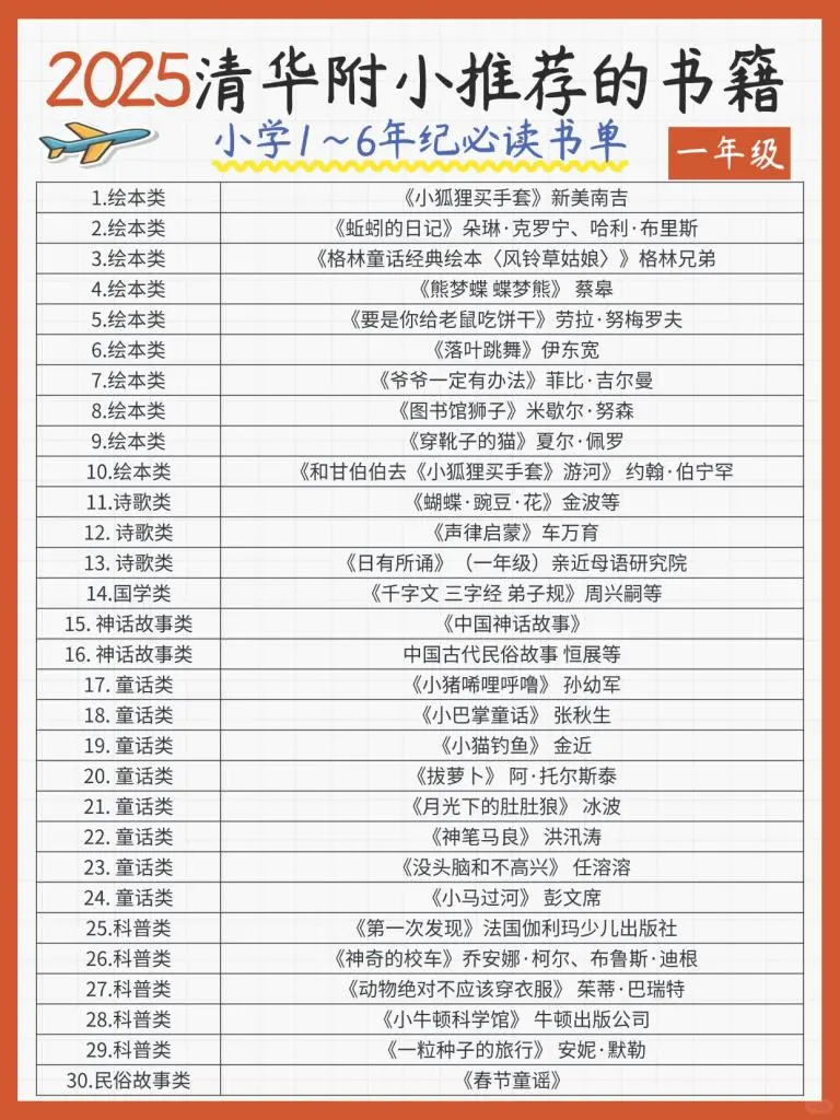 2025清华附小推荐书单🔥父母们人手一份