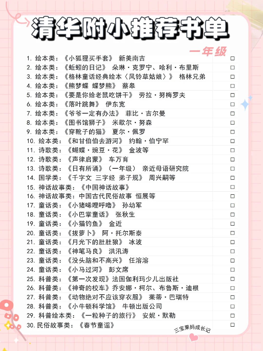 清华附小推荐书单曝光！二胎妈熬夜整理1-6