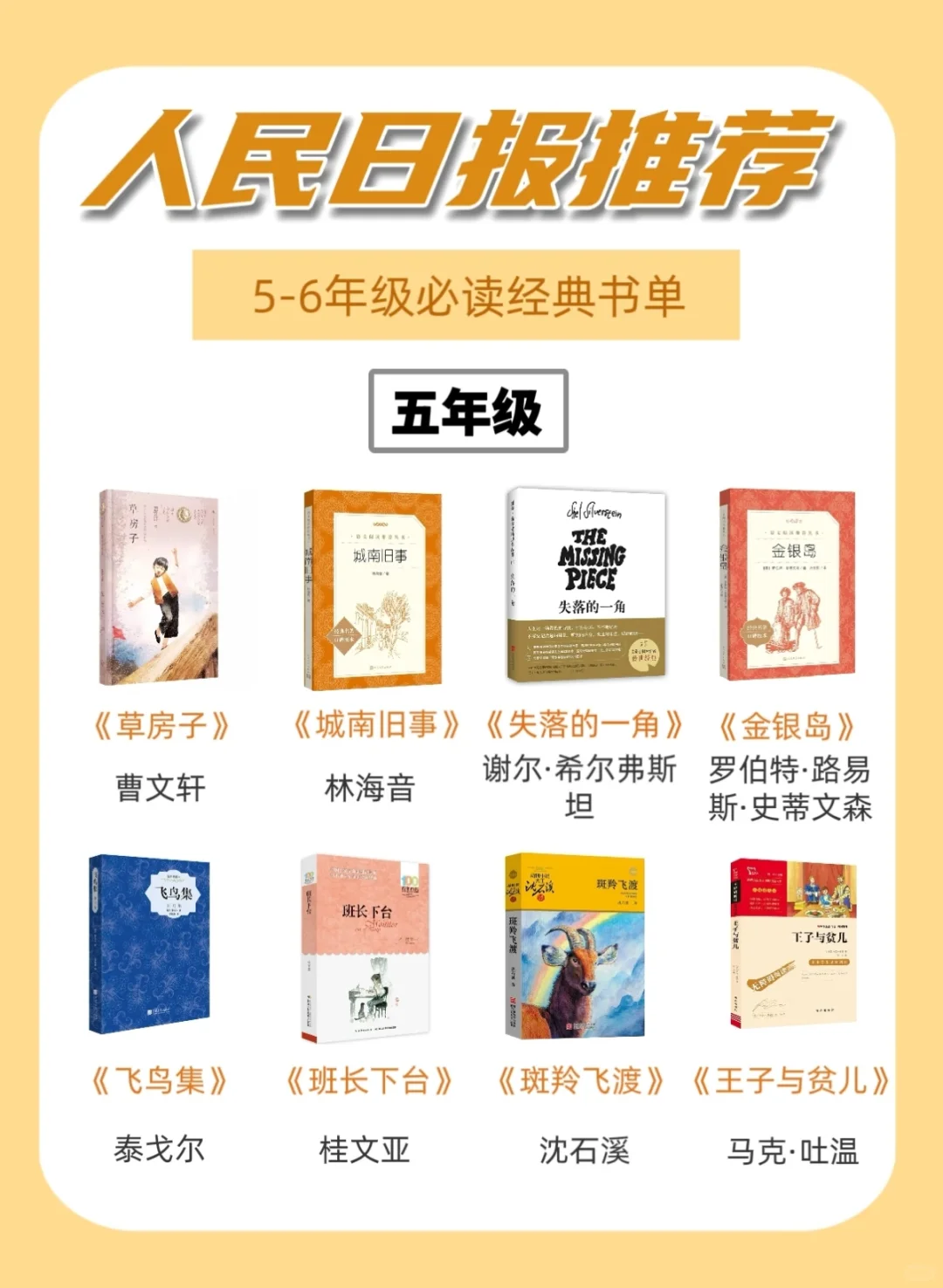 人民日报推荐❗️5-6年级经典必读书单